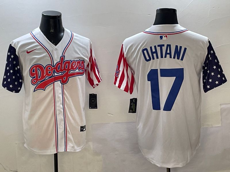Men Los Angeles Dodgers 17 Ohtani White a generation of national flags Joint name 2025 Nike MLB Jersey style 12